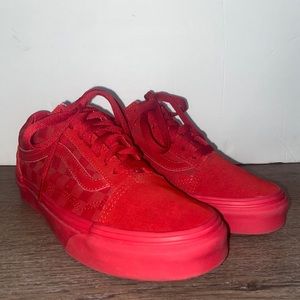 Vans Old Skool Tonal Checkerboard Skate Shoe - Racing Toro Red - Mens Size 5.5